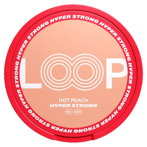Loop Hot Peach Hyper Strong pouch frente - pouches durazno picante ultra fuertes sin tabaco