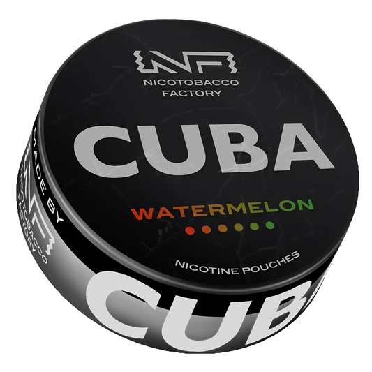 CUBA Black Watermelon 66mg snus blanco pouches ultra fuertes textura suave envío desde España