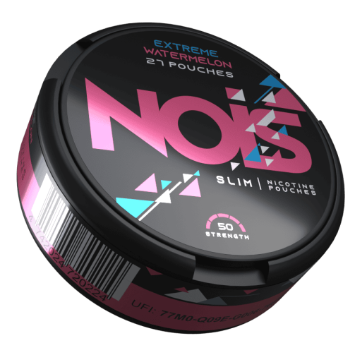 NOIS Extreme Watermelon nicotine pouches lata sabor sandía extra fuerte